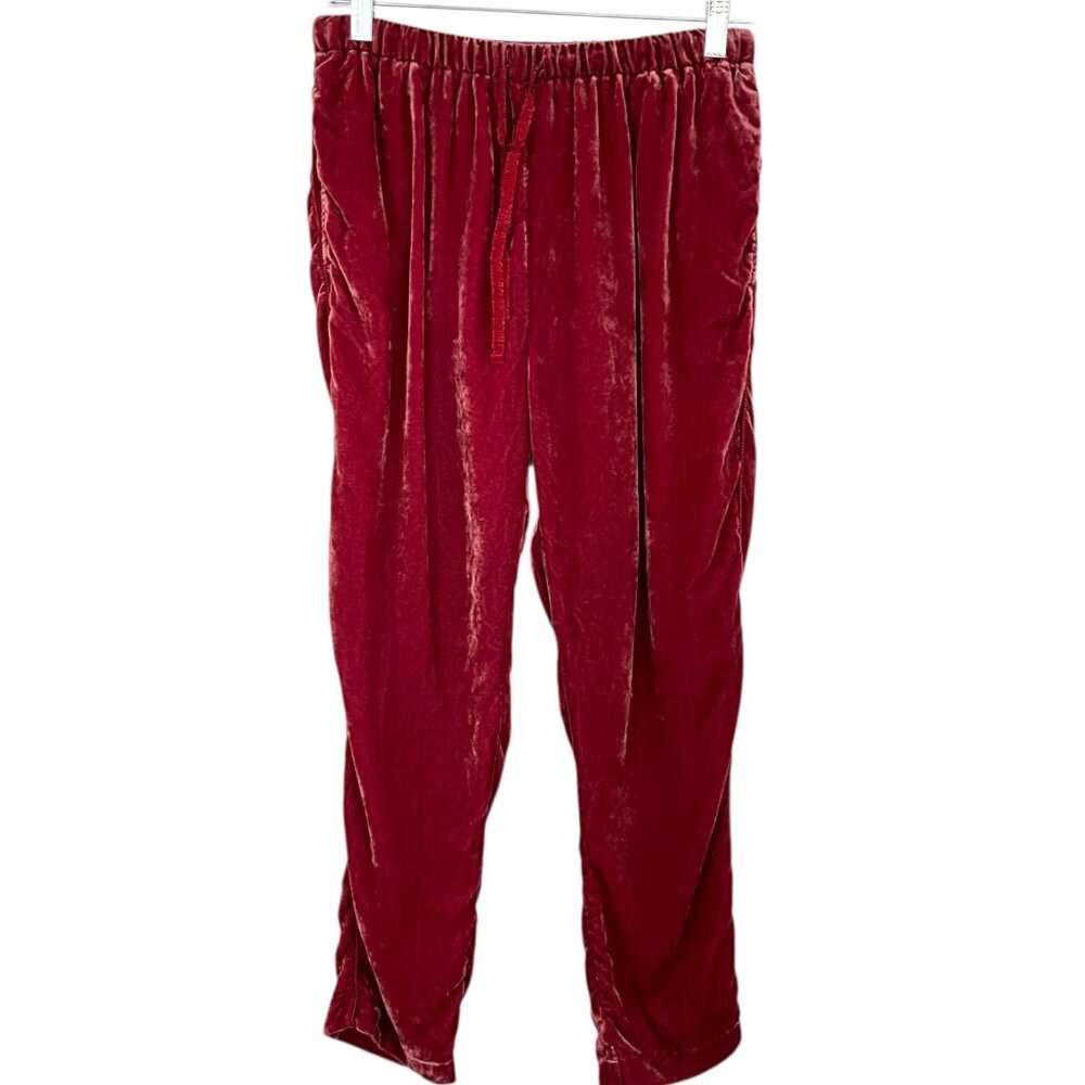 Xirena Velvet Manon Pants Burgundy Wine Red Pull On Elastic Waist Size Small S